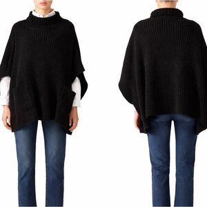 Rebecca Minkoff Ribbed Black Knit Poncho NWT OS